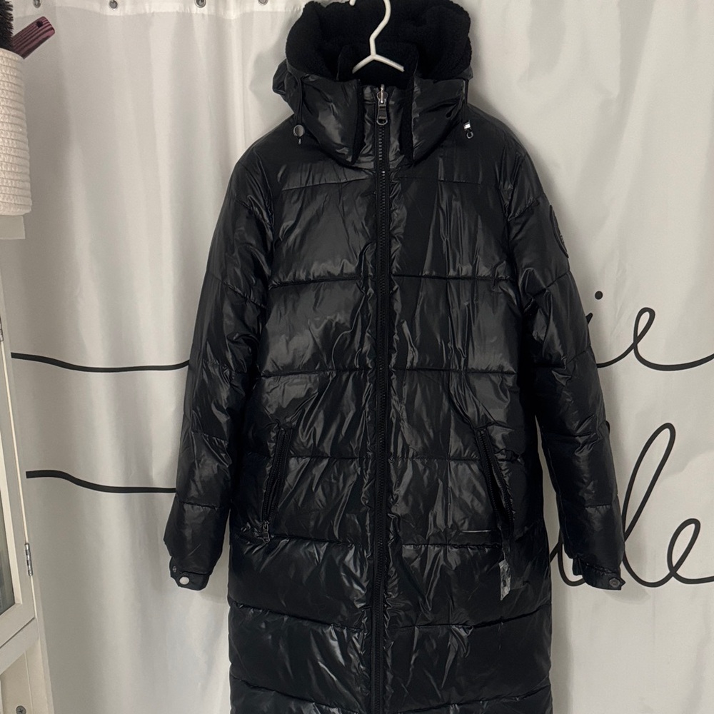 PAJAR Women's Black Puffer Coat Reversible!! Hoodie Removable! Size L